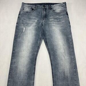 Buffalo David Bitton Six-x Basic Jeans Mens 36x32 Gray Slim Straight Denim Prep
